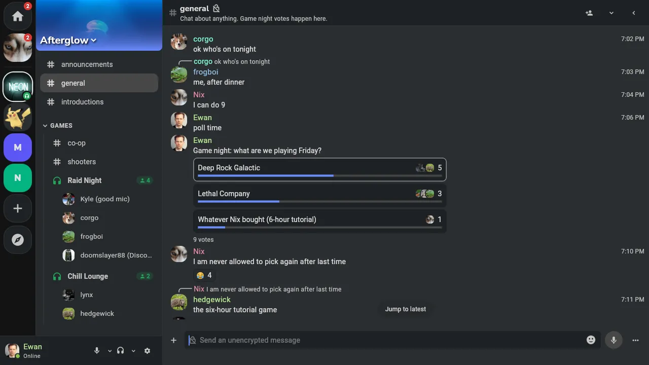 Polls, replies, edits, reactions